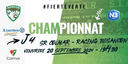 N3 - 4e journée : SR COLMAR - RACING BESANCON le 20 septembre à 19h30