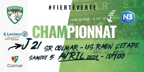 N3 - J21 - SR Colmar - US Raon L'Etape le 5 avril à 18h00