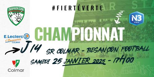 N3 - J14- SR Colmar - Besançon Football  le 25 janvier à 17h
