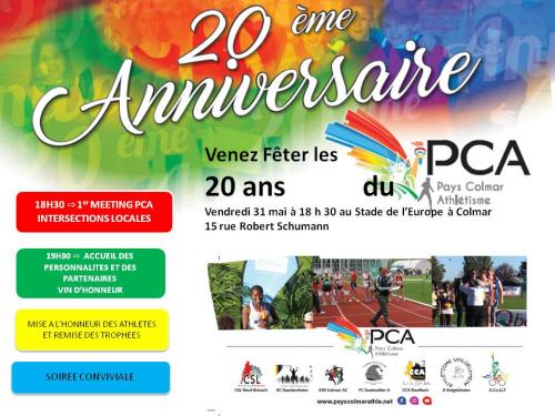 Venez fêter les 20 ans du PCA le 31 mai 2019 à partir de 18 h30